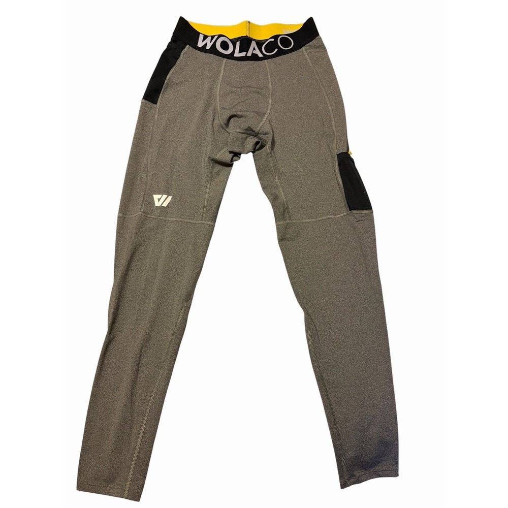 Wolaco Pants Mens Large Gray Tights Athletic Stretch Training Running